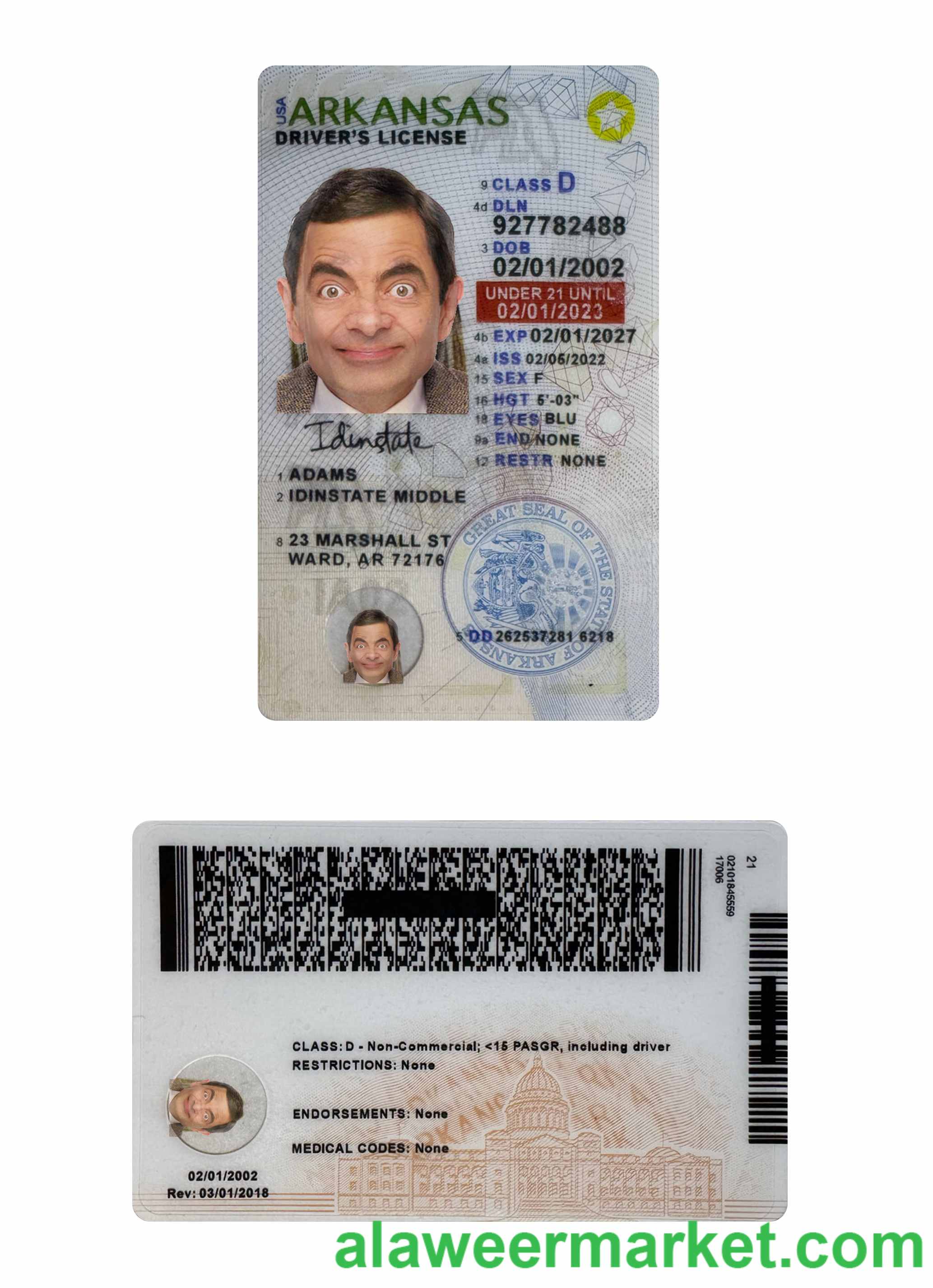 USA Arkansas under 21 driving license